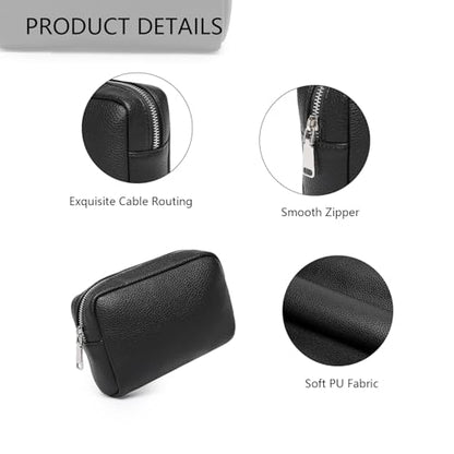Makeup Bag for Purse Travel Cosmetic Bag (PU Black) - color: Black