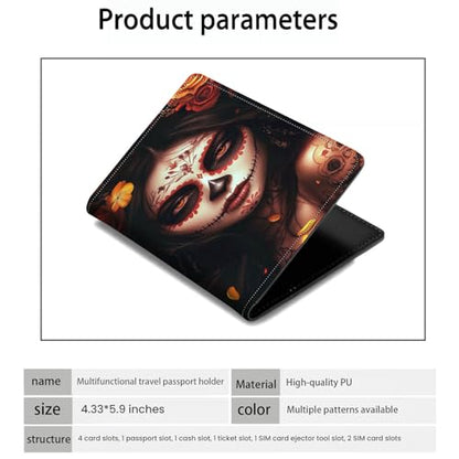 Passport Holder Wallet Cover Case,RFID Blocking Passport Cover,Large Capacity Travel Wallet with Multi Card Slots (Day of The Dead Girl Art) - color: Day of The Dead Girl Art