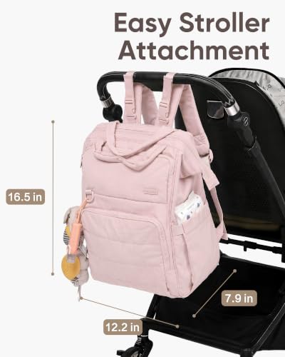 BELALIFE Backpack Diaper Bag with Changing Pad, Baby Care Organizer - color: Pink