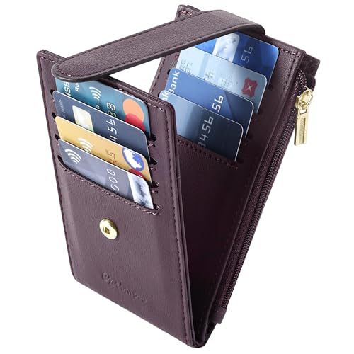 Chelmon Women's RFID Slim Card Holder Wallet - color: Wine Red1