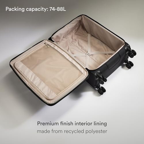 ANTLER Soft Stripe Medium Checked Luggage, Black, 27.2x17.1x11-13", 74-88L - color: Black, size: Medium