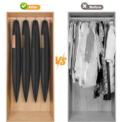 Syeeiex Compression Hanging and Space Saving Garment Bag, 54 Inch, Black - color: Black, size: 54" - 2pcs(8" Gusseted)