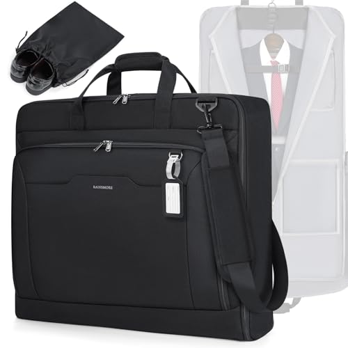 RAINSMORE Garment Bags for Travel, Carry On Suit Bag, Hanging Clothes, Men - color: Black