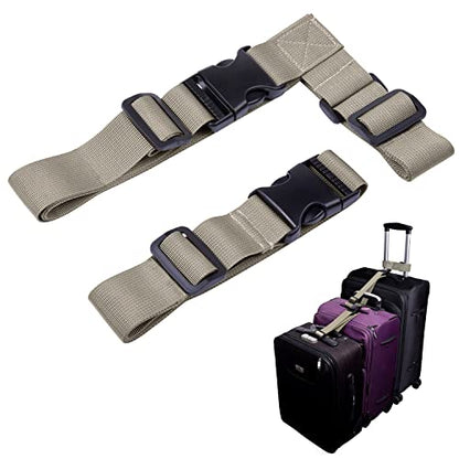 Wisdompro 2 Pack Add a Bag Luggage Strap, Luggage Connector Straps - Khaki - color: Khaki