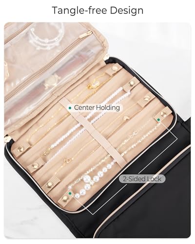 Marscamd Travel Jewelry Case Organizer, Foldable Jewelry Bag, Black - color: Black