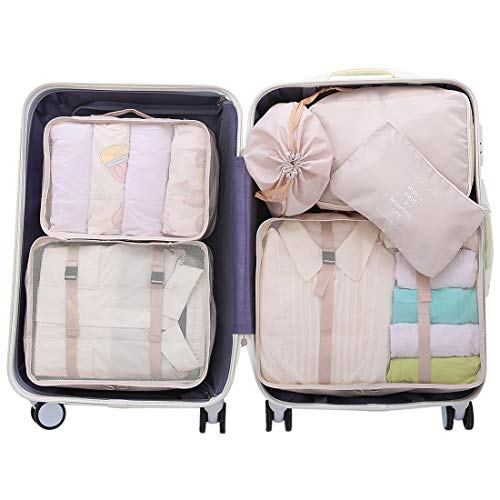 Luggage Packing Organizers Packing Cubes Set for Travel (beige 6pc) - color: beige 6pc