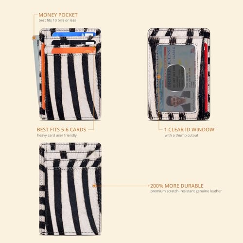 Oak Leathers Leather Wallet RFID Protection - Slim Card Holder - color: Zebra