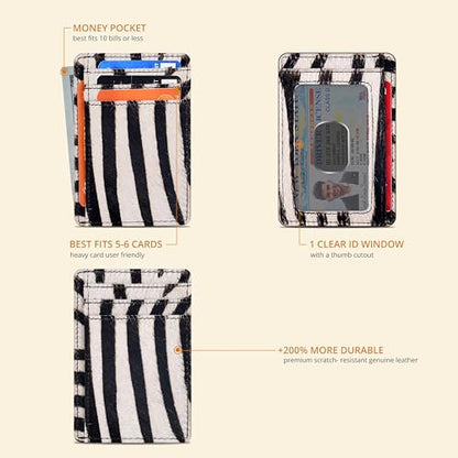 Oak Leathers Leather Wallet RFID Protection - Slim Card Holder - color: Zebra