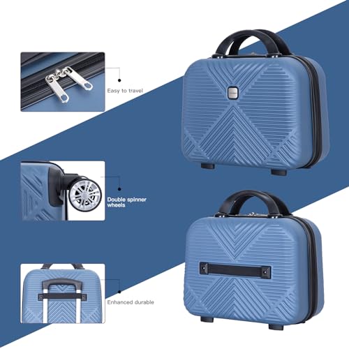 Tripcomp Carry-on Luggage Set 2 Piece Hardside Suitcase With Spinner Wheels - color: Blue-2, size: 2 Piece Set(14/20)