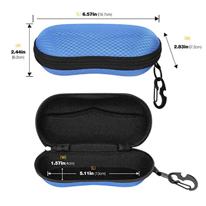 MoKo Semi Hard Shell Sunglasses Case, Unisex Protective Eyeglass Case Glasses Case Holder with Metal Hanging Hook - color: 블루-에바, size: 1개입