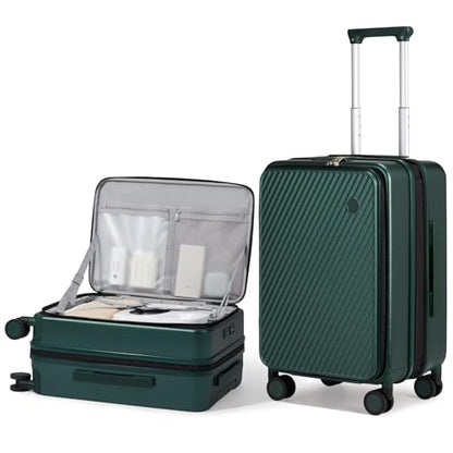 mixi 20 Inch Expandable Carry On Luggage PC Hard Shell Suitcase Top Opening Rolling Travel Suitcases with Spinner Wheels & TSA Lock, Blackish Green - color: Blackish Green, size: 20-inch