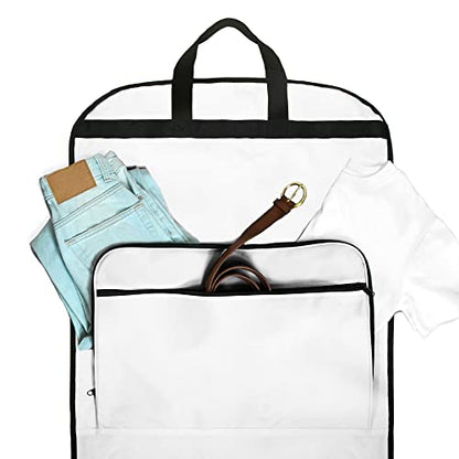 Dalix 60" Foldable Garment Bag Suits Cover Dresses w Front Pocket - color: White
