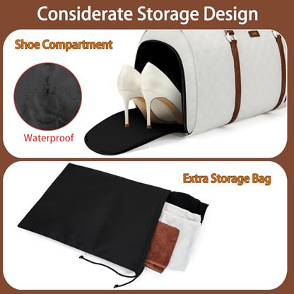 Convertible 2-in-1 Garment Bags for Travel with Waterproof Shoe Compartment - color: White