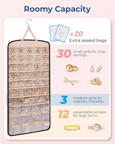 BAGSMART Hanging Jewelry Organizer, Necklace Holder Extra Large Black - color: Black, size: X-Large - Standard
