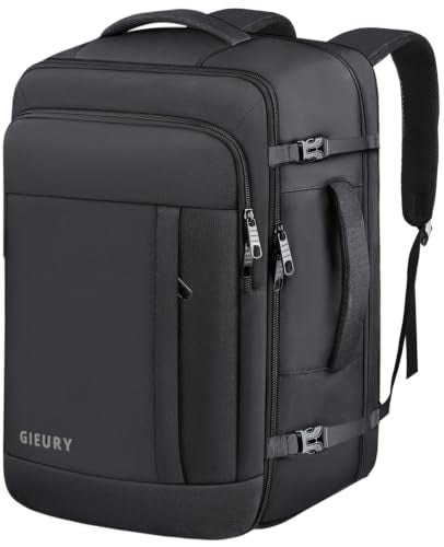 Carry On Backpack TSA Flight Approved, 50L Big Travel Backpack for Men - color: Black, size: 2X-Large(20"x14"x10")