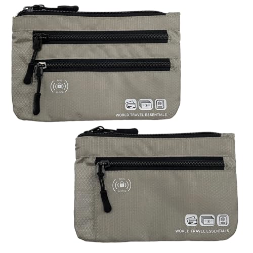 Passport Holder Bag Travel Wallet RFID Blocking Pouches, Two-Piece Set - color: Gray
