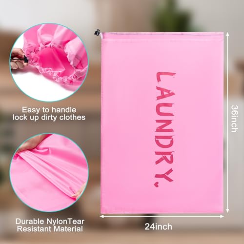 2 Pack Travel Laundry Bag,24" x 36", Extra Large Dirty Clothes Organizer - color: Beige+Light blue, size: 24"x36"