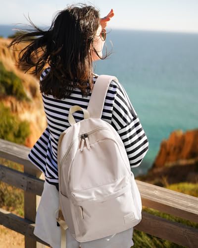 HOMIEE School Backpack Lightweight Casual Laptop Backpack Unisex Bookbag - color: Beige