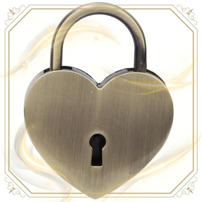 HEEPDD Heart Shaped Padlock, 1.8 x 2.3in Mini Small Padlock with Keys - color: Ancient Gold