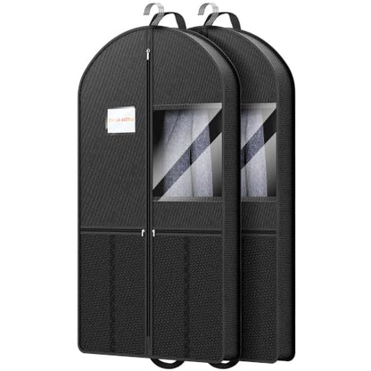 Garment Bag Travel Hanging Clothes: 43 Inch 2 Packs Fabric Breathable Foldable Zippered Pockets - Closet Storage Cover Packable - Men's Suit Shirts Uniform Jacket Jersey Tuxedo - size: 43"2Pack