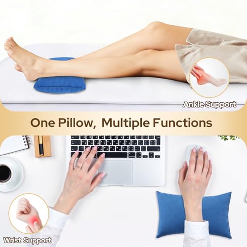 Small Travel Pillows, Mini Neck Pillow for Airplane, 2-Pack 7"x11", Blue | Soft Microfiber, Machine Washable, Support for Neck, Back, Knee, Ankle , Portable for Travel, Car, Home - size: 11''×7''