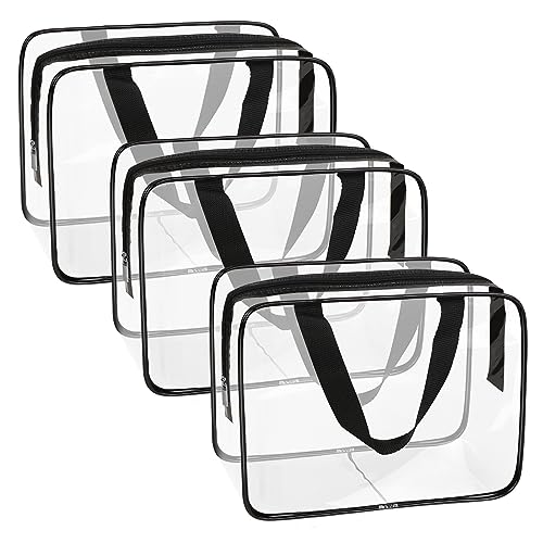 APREUTY 3 Pack Large Clear Makeup Bag, TSA Approved Toiletry Bag Set, Black - color: Black-3PCS (Large)