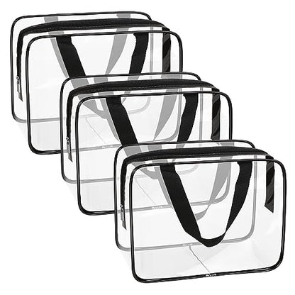 APREUTY 3 Pack Large Clear Makeup Bag, TSA Approved Toiletry Bag Set, Black - color: Black-3PCS (Large)