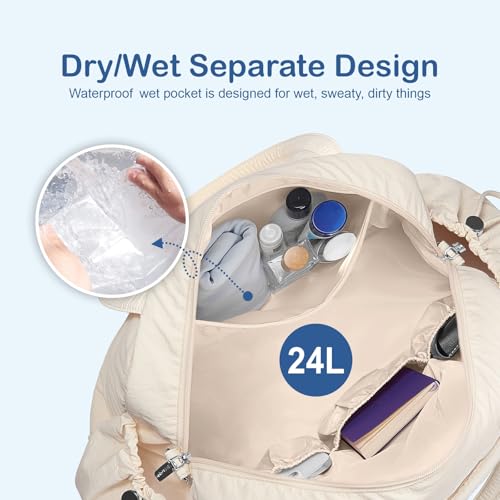 TOPDesign Travel Duffel Bag, Puffy Carry On Overnight, Gym Bag w/Wet Pocket - color: Flower
