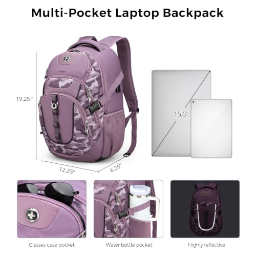 Swissdigital Design Laptop Backpack for Men with USB Charging Port SD803-93 - color: Pink Camo