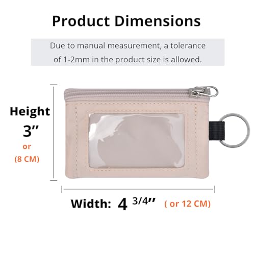 RFID 차단 여행용 지갑, 조절 가능한 랜야드 포함, 작은 나일론 지퍼 파우치 및 신분증, 신용 카드, 현금, 열쇠, 통근자용 배지 홀더, 아몬드 화이트., 끈이 달린 RFID 차단 여행용 지갑 - color: 아몬드 화이트.