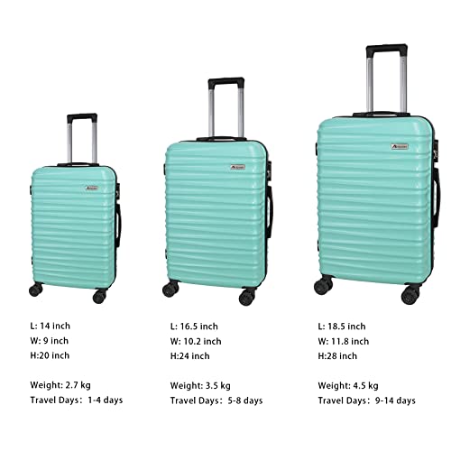 Luggage Sets 3 Piece(20/24/28)-Suitcase Set- Luggage with Wheels-PC + ABS Durable Lightweight Rotating hardshell suitcase 5PCS(Mint Green)… - color: Mint Green 01, size: 20/24/28