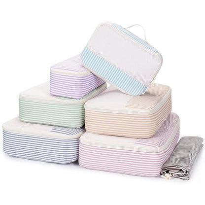 Narwey Packing Cubes for Travel, Luggage Organizer Bags for Women Kids - color: Stripe Combined