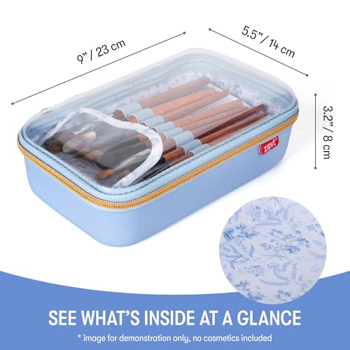 ZIPIT Makeup Bag for Women, Clear Top Travel Cosmetic Case, Light Blue - color: Light Blue