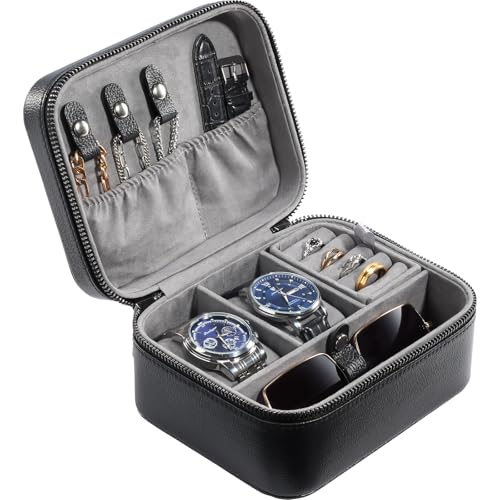 ProCase Travel Watch Case, 2 Slots Mens Jewelry Box -Black - color: Black, size: 2-Slot