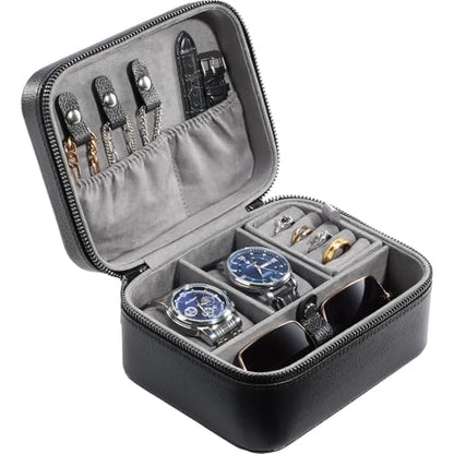 ProCase Travel Watch Case, 2 Slots Mens Jewelry Box -Black - color: Black, size: 2-Slot