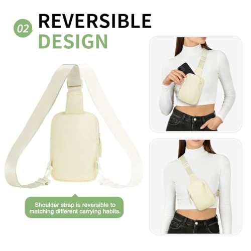 Mini Sling Bag for Men Women Fits for 6.1" Phone, Beige - color: 3 Pocket-beige