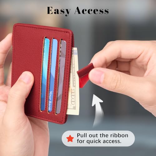 Airkit Small Slim ID Case, Womens Credit Card Holder Wallet, RFID Sleeve - color: Classic Red