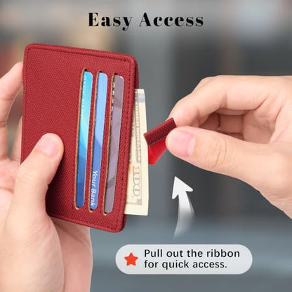 Airkit Small Slim ID Case, Womens Credit Card Holder Wallet, RFID Sleeve - color: Classic Red