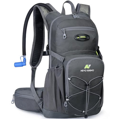 N NEVO RHINO Hydration Backpack, 18L Hiking Backpack with 3L Water Bladder - color: Grey