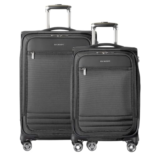 Ricardo Beverly Hills Softside 2 Piece: 20” Carry-On & 24” Medium Checked, Lightweight Expandable Luggage Set, Spinner Wheels, TSA Lock, Telescopic Handle, Eco-Friendly Material, Ashbury Series, Black - color: Black, size: 2-Piece Set (20, 24)