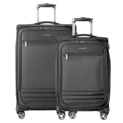 Ricardo Beverly Hills Softside 2 Piece: 20” Carry-On & 24” Medium Checked, Lightweight Expandable Luggage Set, Spinner Wheels, TSA Lock, Telescopic Handle, Eco-Friendly Material, Ashbury Series, Black - color: Black, size: 2-Piece Set (20, 24)