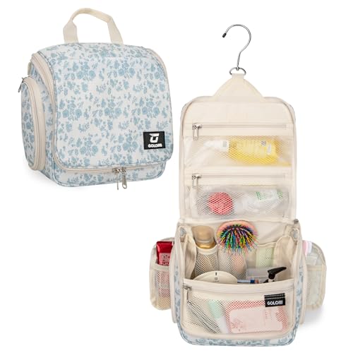 Goloni Hanging Toiletry Bag for Men Women, Water-Resistant Organizer - color: Flower
