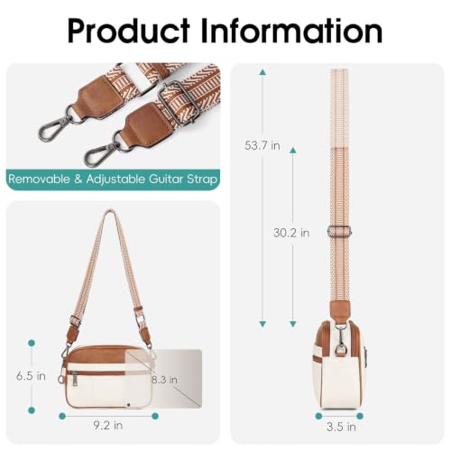 HomemeDiary Anti Theft Crossbody Bag for Women, RFID Leather Shoulder Purse - color: Beige & Mocha Brown
