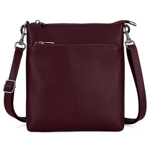 befen Genuine Leather Crossbody Purses for Women Travel Cross Body Bags Lightweight with Adjustable Shoulder Strap | Real Leather, Detachable Shoulder Strap, Lightweight, Adjustable Shoulder Strap, Compact Size, Daily Travel Use, Slim - color: A01-burgund