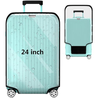 24 Inch Clear PVC Waterproof Luggage Cover with Large Velcro - size: 24 inch