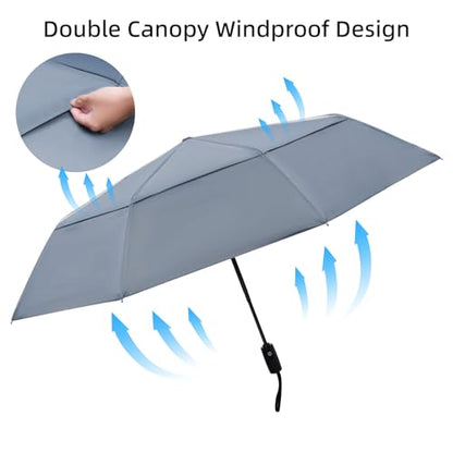 TradMall Travel Umbrella 42/45 Inches Double Vented Canopy - color: Gray, size: 42 Inches