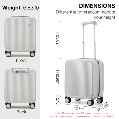 mixi Underseat Carry on Luggage 16 Inch Hardshell PC Suitcase with Spinner Wheels TSA Lock for Travel, Smoke White - color: Smoke White TSA2, size: 16-inch