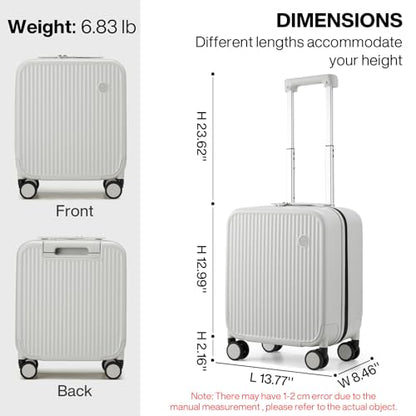 mixi Underseat Carry on Luggage 16 Inch Hardshell PC Suitcase with Spinner Wheels TSA Lock for Travel, Smoke White - color: Smoke White TSA2, size: 16-inch