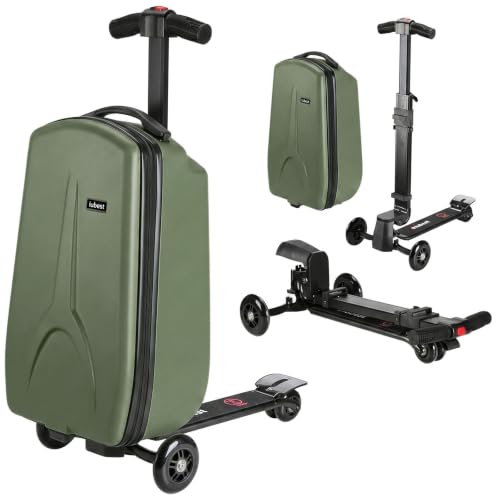 Scooter Luggage for Kids Removable & Foldable Ride on Suitcase-Green - color: Olive Green