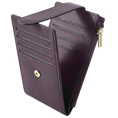 Chelmon Women's RFID Slim Card Holder Wallet - color: Wine Red1
